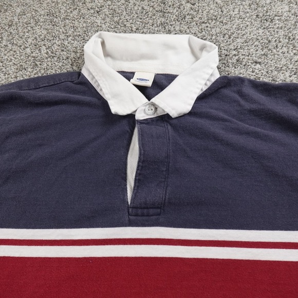 Old Navy Rugby Shirt Mens 2XL Blue Red Colorblock Polo Short Sleeve Preppy Y2K - Picture 3 of 9